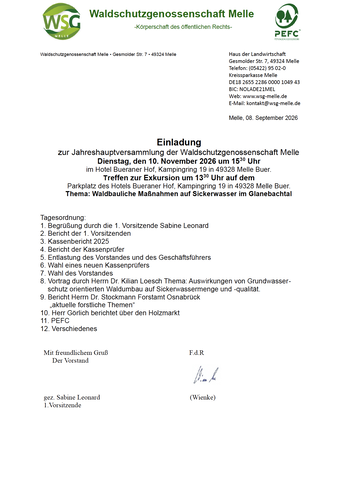 Einladung WSG Melle 10 11 2026